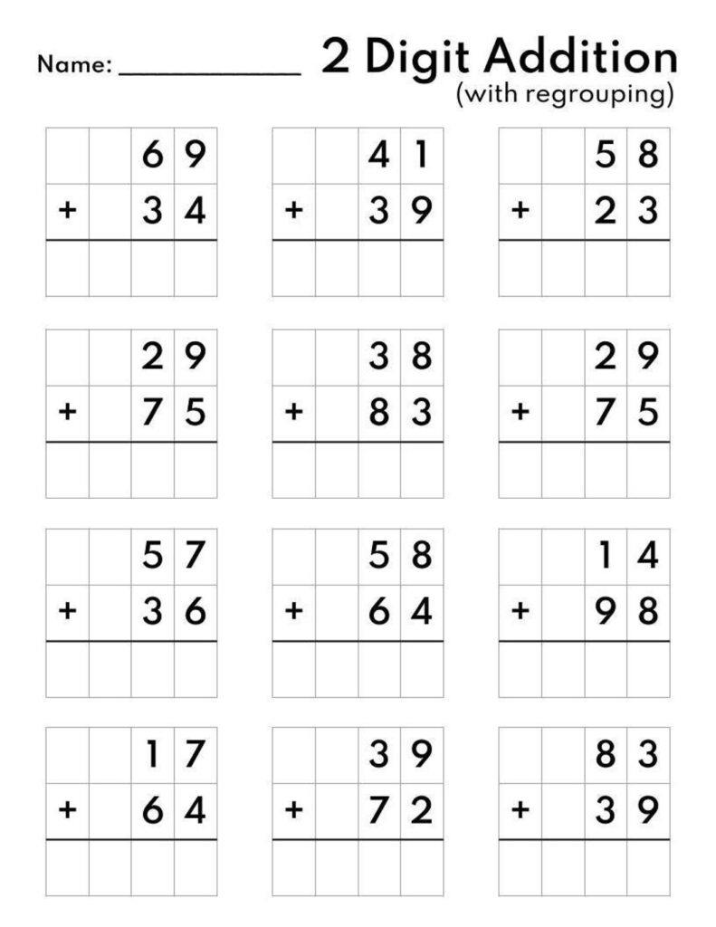 10 Printable Two Digit Addition Worksheets, Double Digit Addition Pertaining To Free Printable Two Digit Addition Worksheets