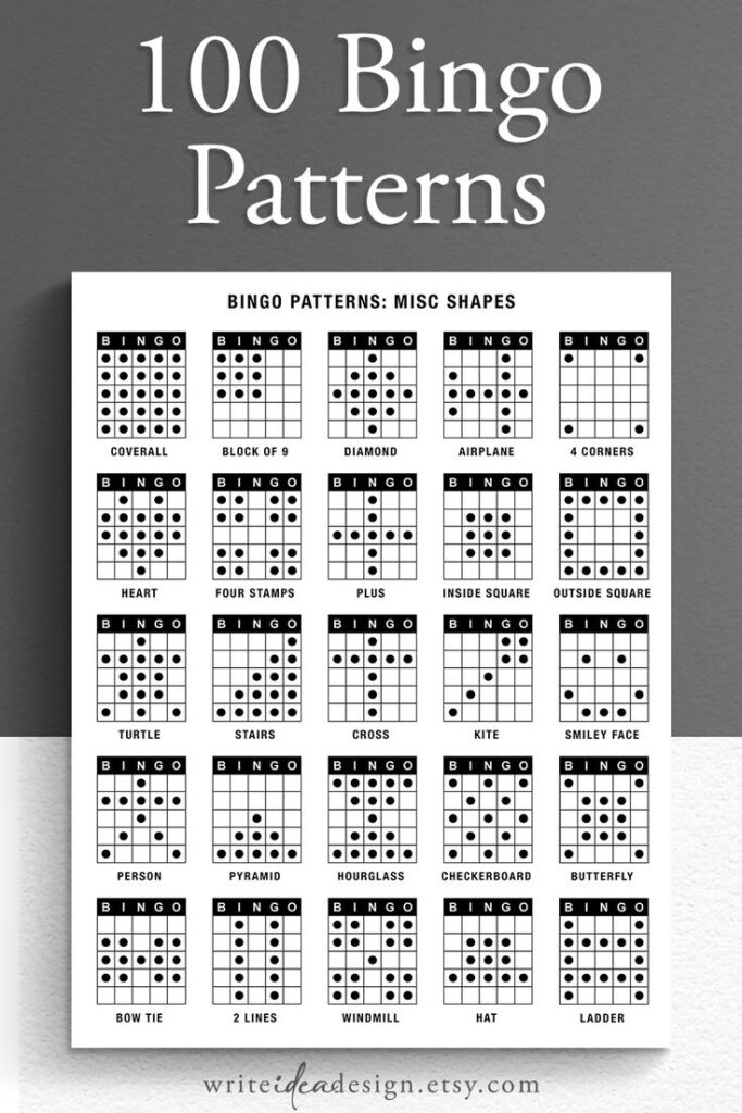 100 Bingo Patterns   Experience Bingo Like Never Before With Our With Free Bingo Patterns Printable