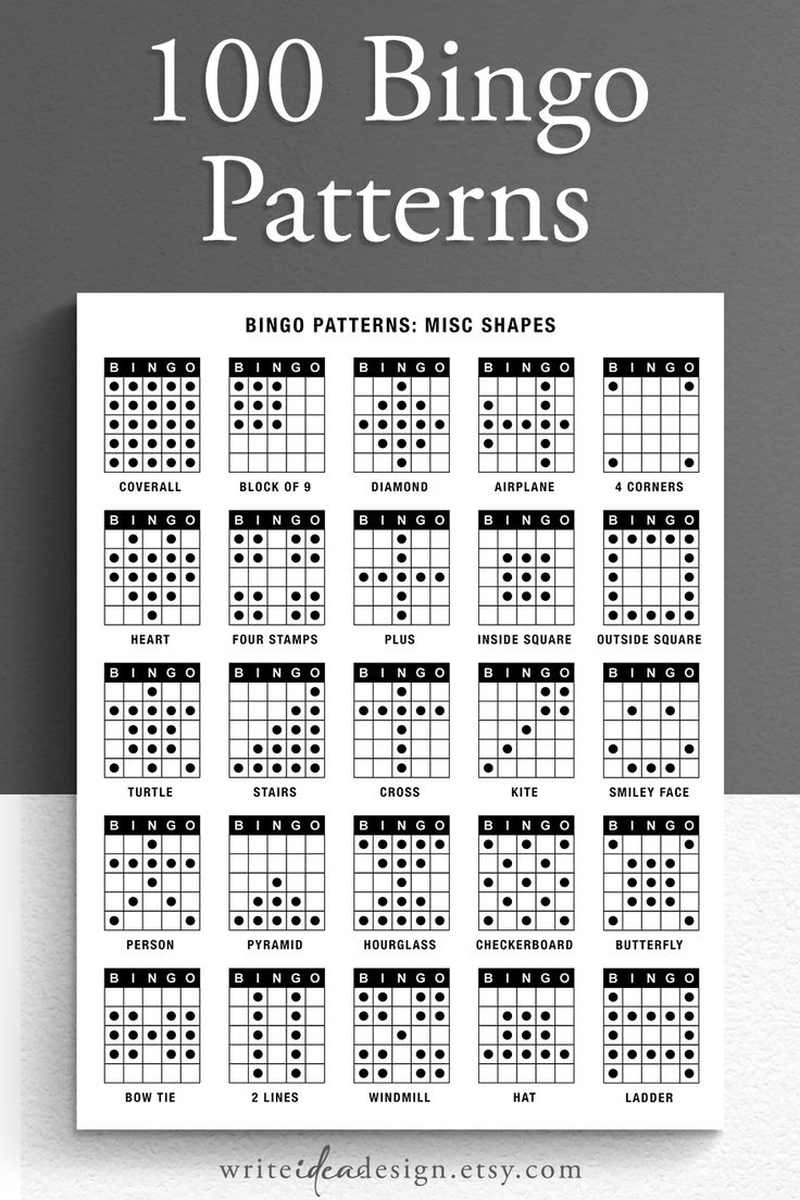 100 Bingo Patterns - Experience Bingo Like Never Before With Our with Free Bingo Patterns Printable