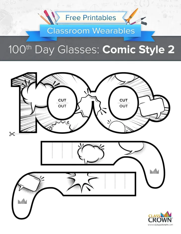 100th Day of School Printable Glasses Free 100th Day of School Printable Glasses Free