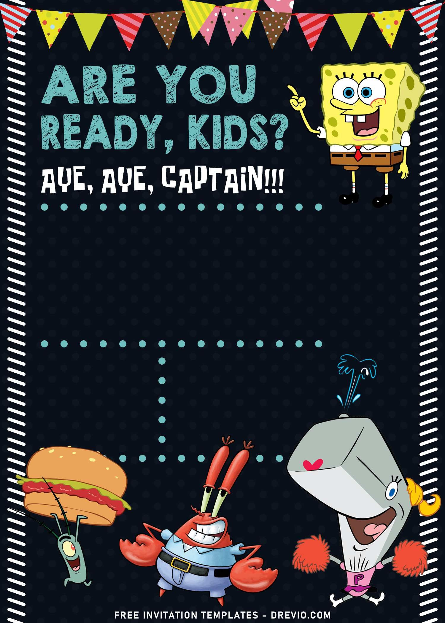 11+ Personalized Spongebob Chalkboard Birthday Invitation inside Spongebob Free Printable Invitations