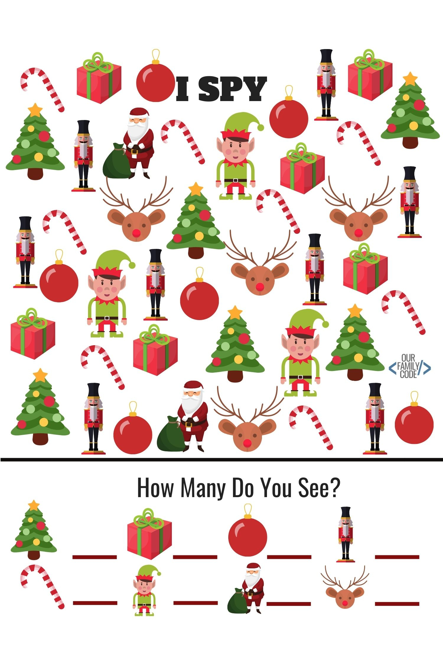 12 Days Of Free Christmas Worksheets For Kids! - Our Family Code in Free Printable Christmas Worksheets For Kids