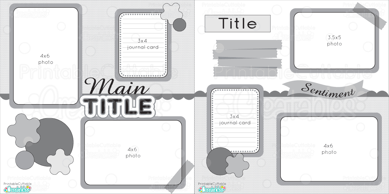 12X12 Two Page Free Printable Scrapbook Layout with Free Printable Scrapbook Page Designs