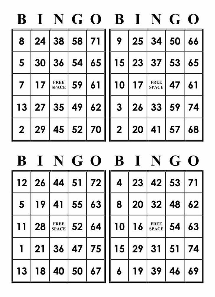 Free Printable Bingo Cards with Numbers