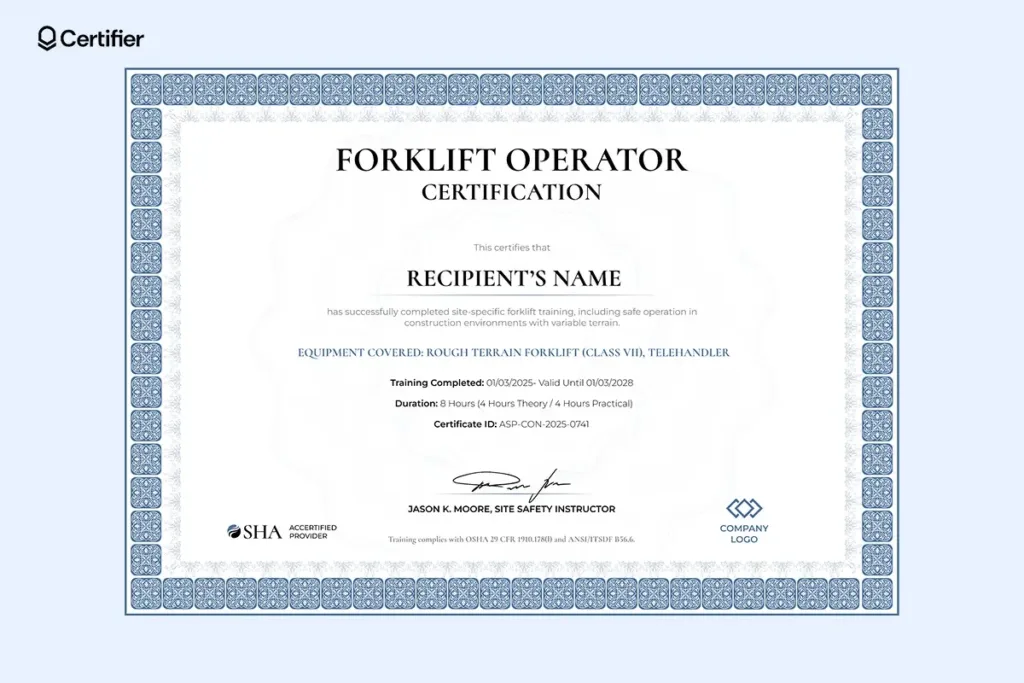 15 Forklift Certificate Templates: Free & Customizable For Free Printable Forklift Certification Cards