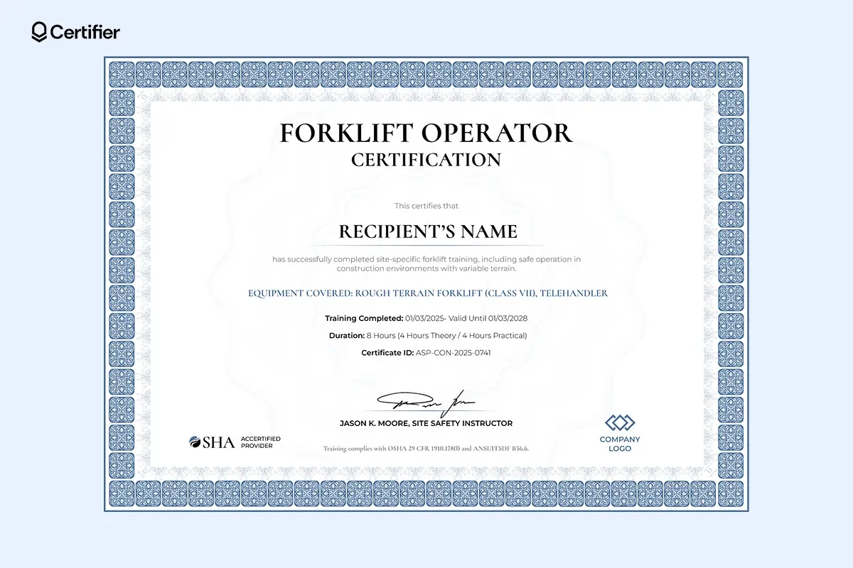 15 Forklift Certificate Templates: Free &amp;amp; Customizable for Free Printable Forklift Certification Cards