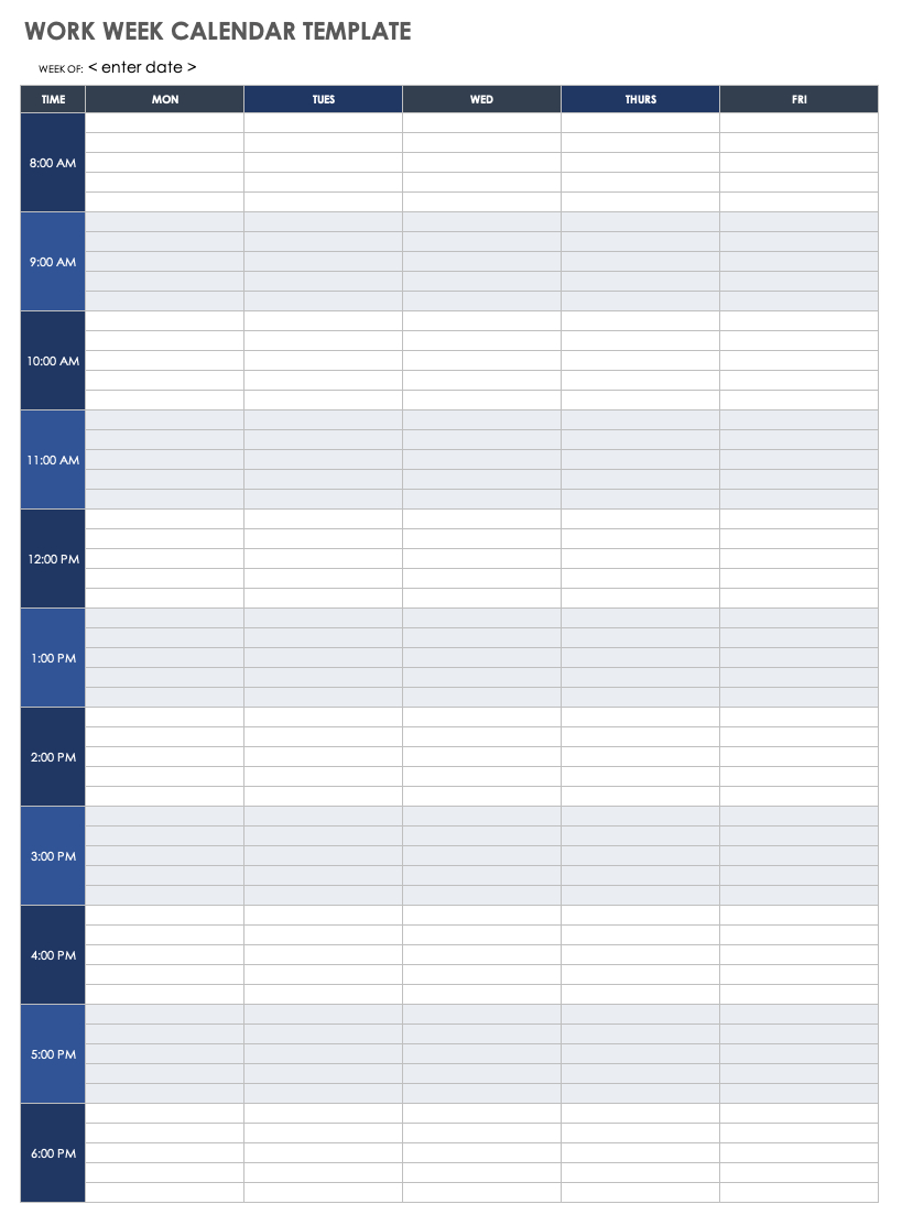 15 Free Weekly Calendar Templates | Smartsheet within Free Printable Weekly Appointment Sheets