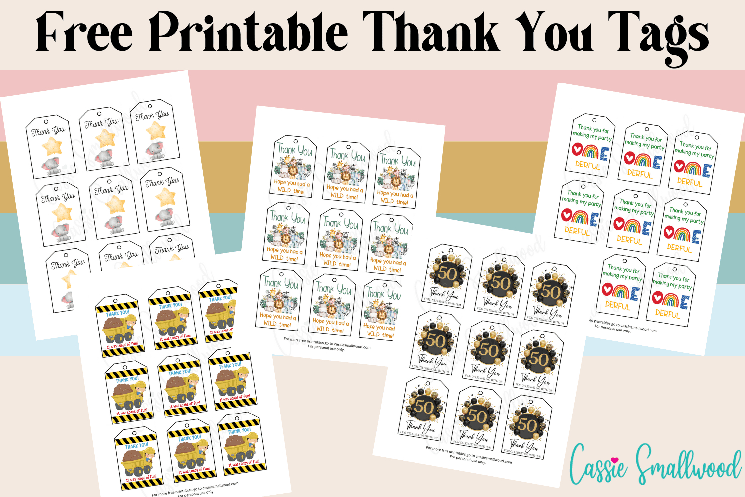 15 Insanely Cute Thank You Tags (Free Printable) - Cassie Smallwood pertaining to Free Printable Thank You Tags For Birthdays