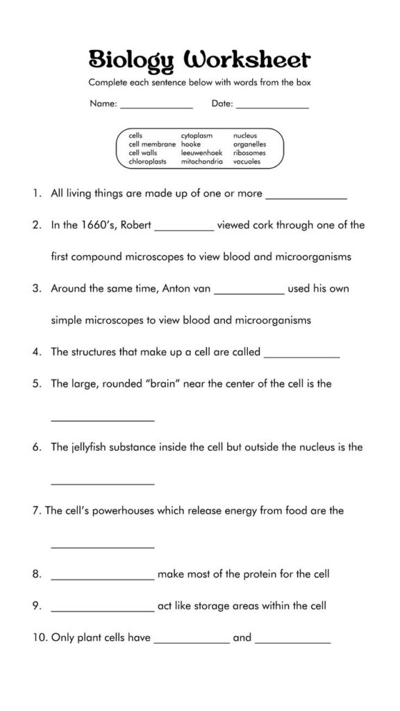19 Free Printable Biology Worksheets With Free Printable Biology Worksheets For High School 19 Free Printable Biology Worksheets With Free Printable Biology Worksheets For High School