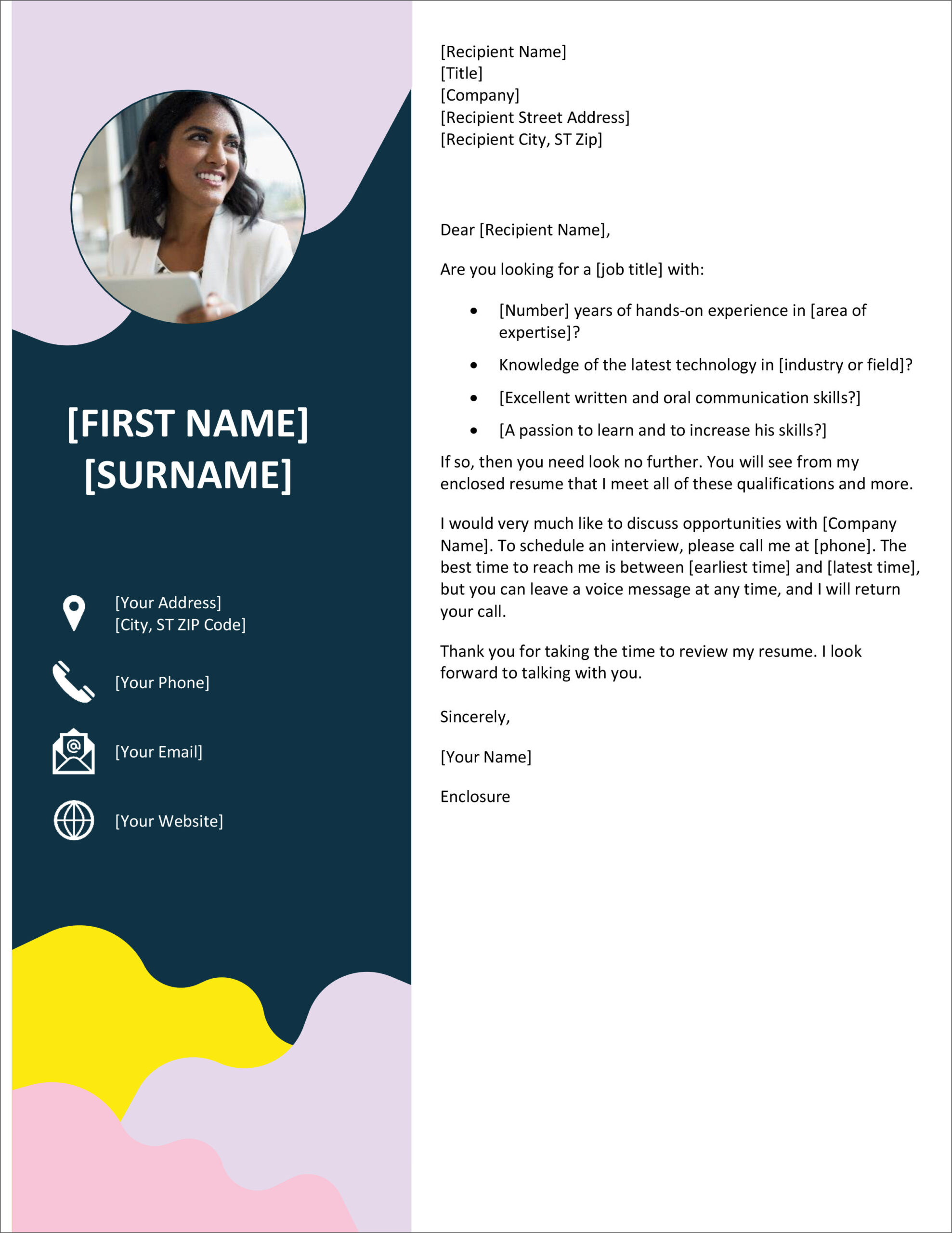 20 Free Cover Letter Templates For Microsoft Word Docx And Google Docs with regard to Free Printable Resume Cover Letter Templates