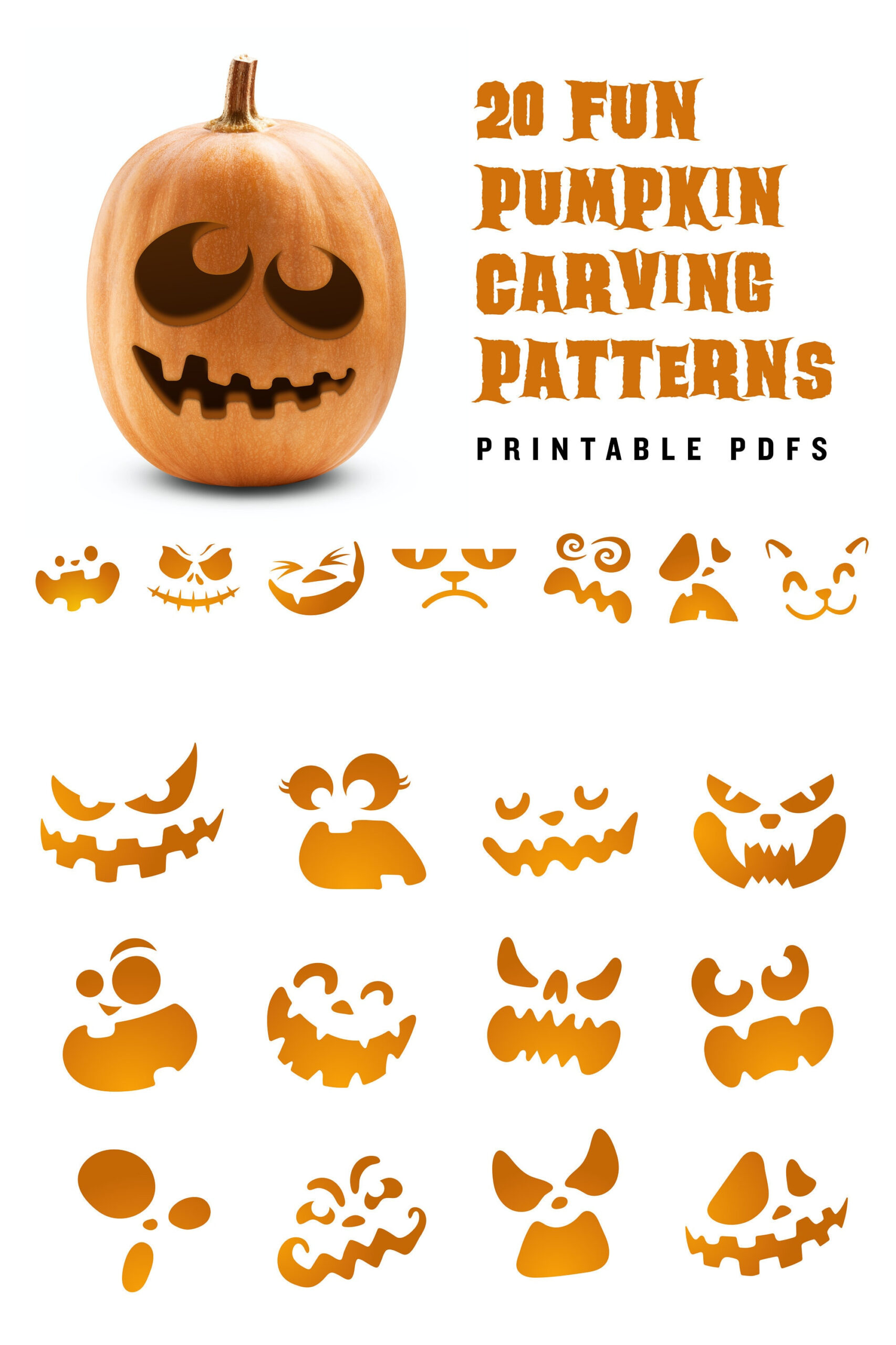 20 Printable Jack-O-Lantern Pumpkin Carving Patterns For Halloween regarding Jack O Lantern Patterns Free Printable