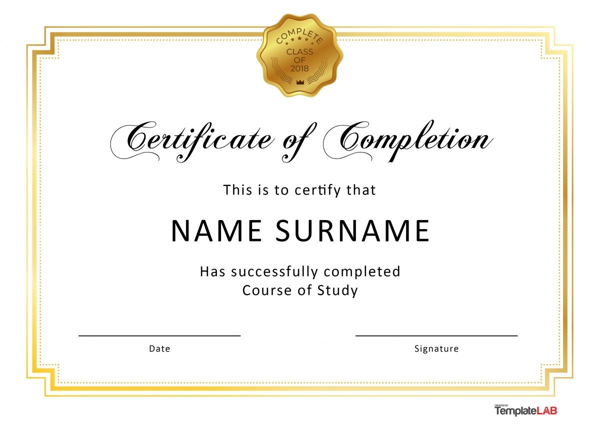 23 Free Certificate Of Completion Templates [Word, Powerpoint] with regard to Certificate Of Completion Template Free Printable