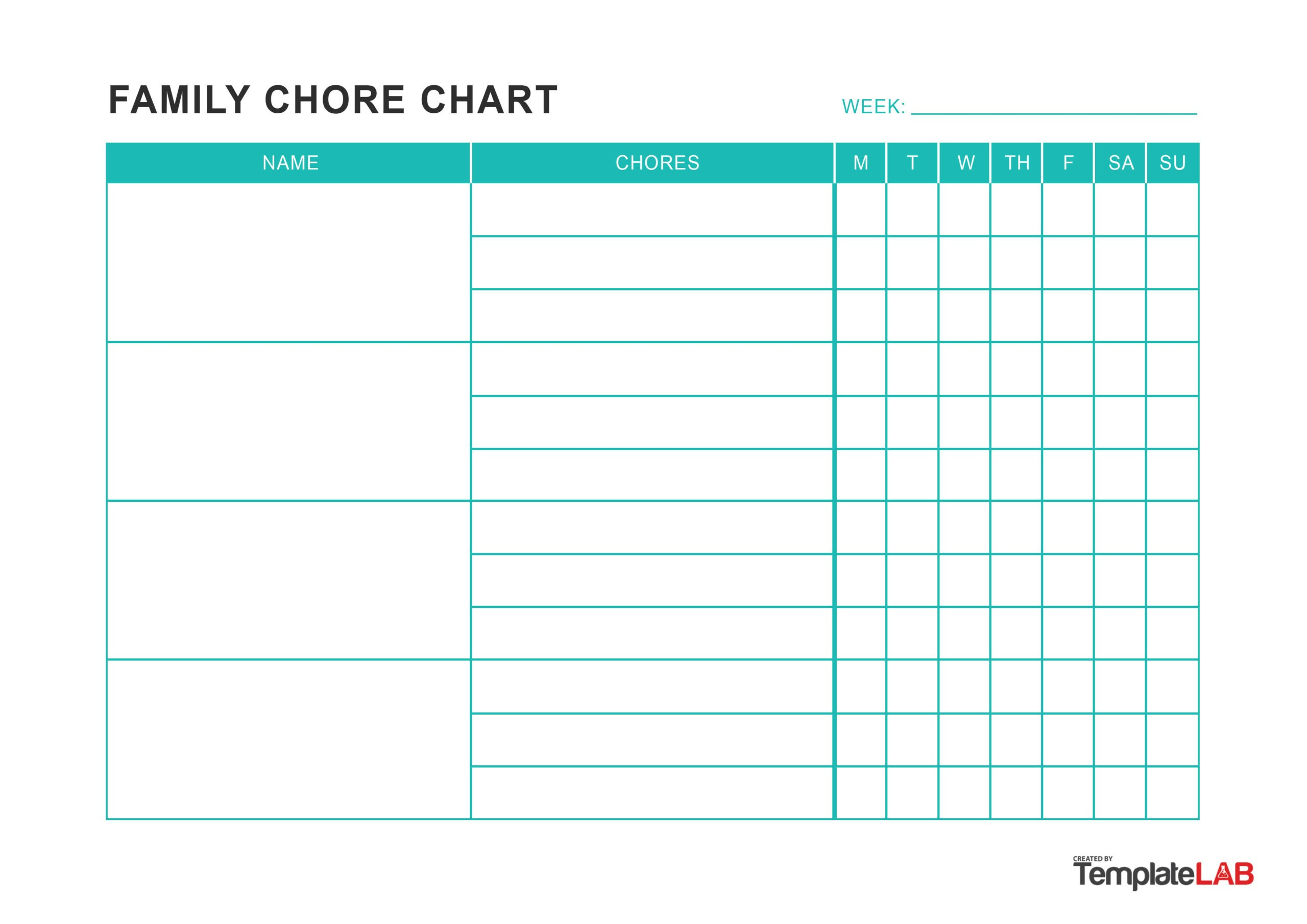 23 Free Chore Chart Templates For Kids ᐅ Templatelab regarding Free Printable Chore Chart Templates