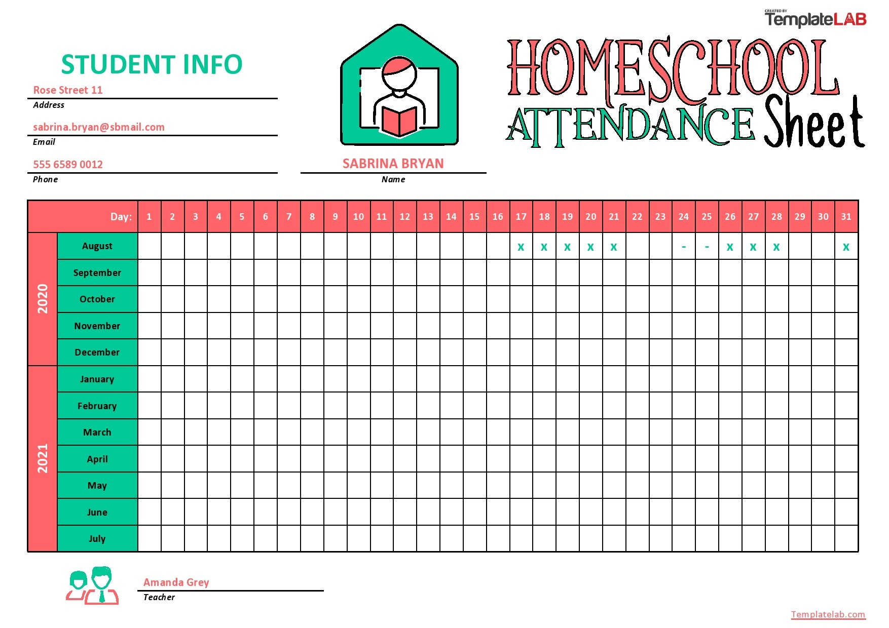 23 Free Printable Attendance Sheet Templates [Word/Excel] inside Free Printable Attendance Sheets For Homeschool