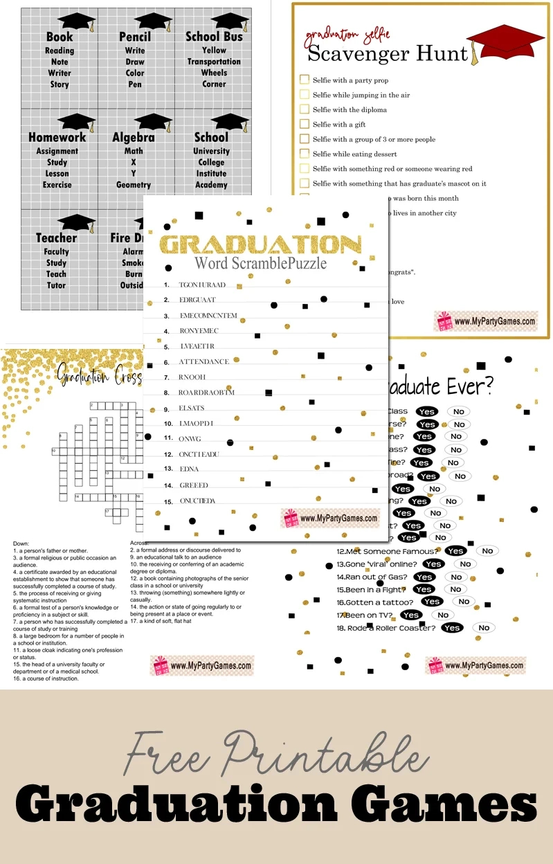 24 Free Printable Graduation Games with regard to Free Printable Graduation Party Games