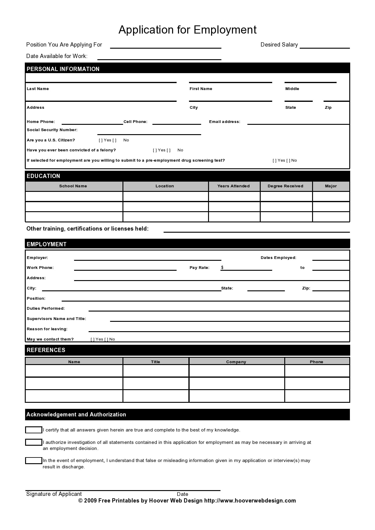 27 Basic Employment Application Templates [Free] pertaining to Free Printable Employment Application