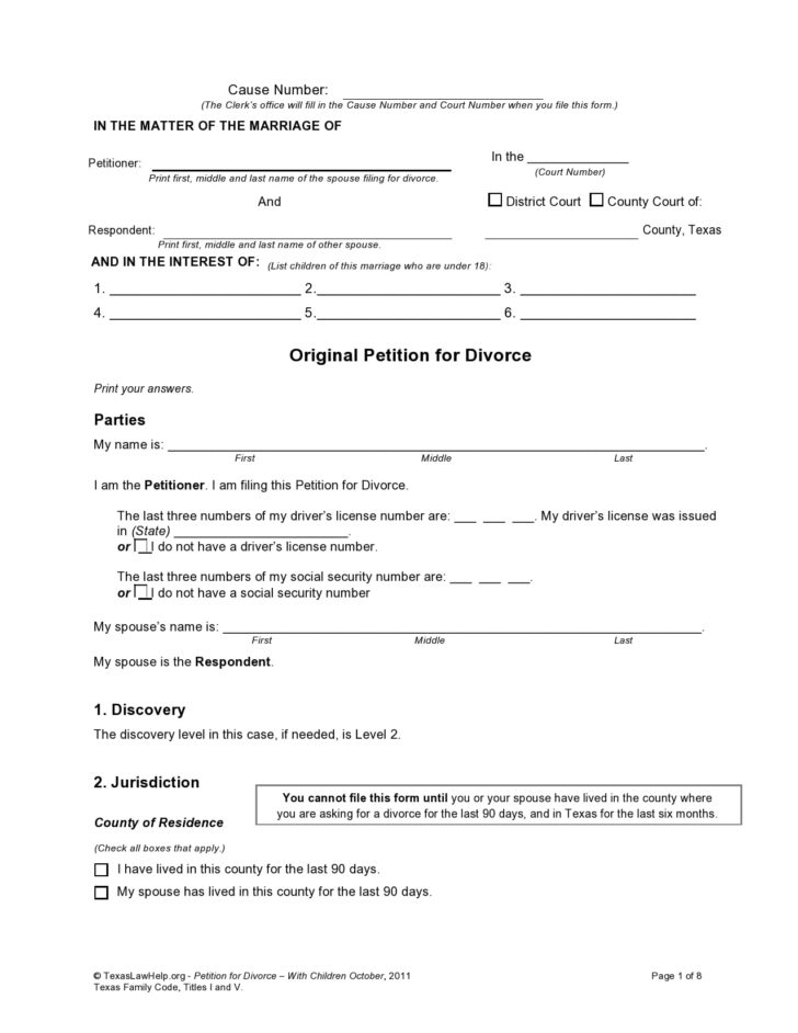 Free Printable Divorce Papers
