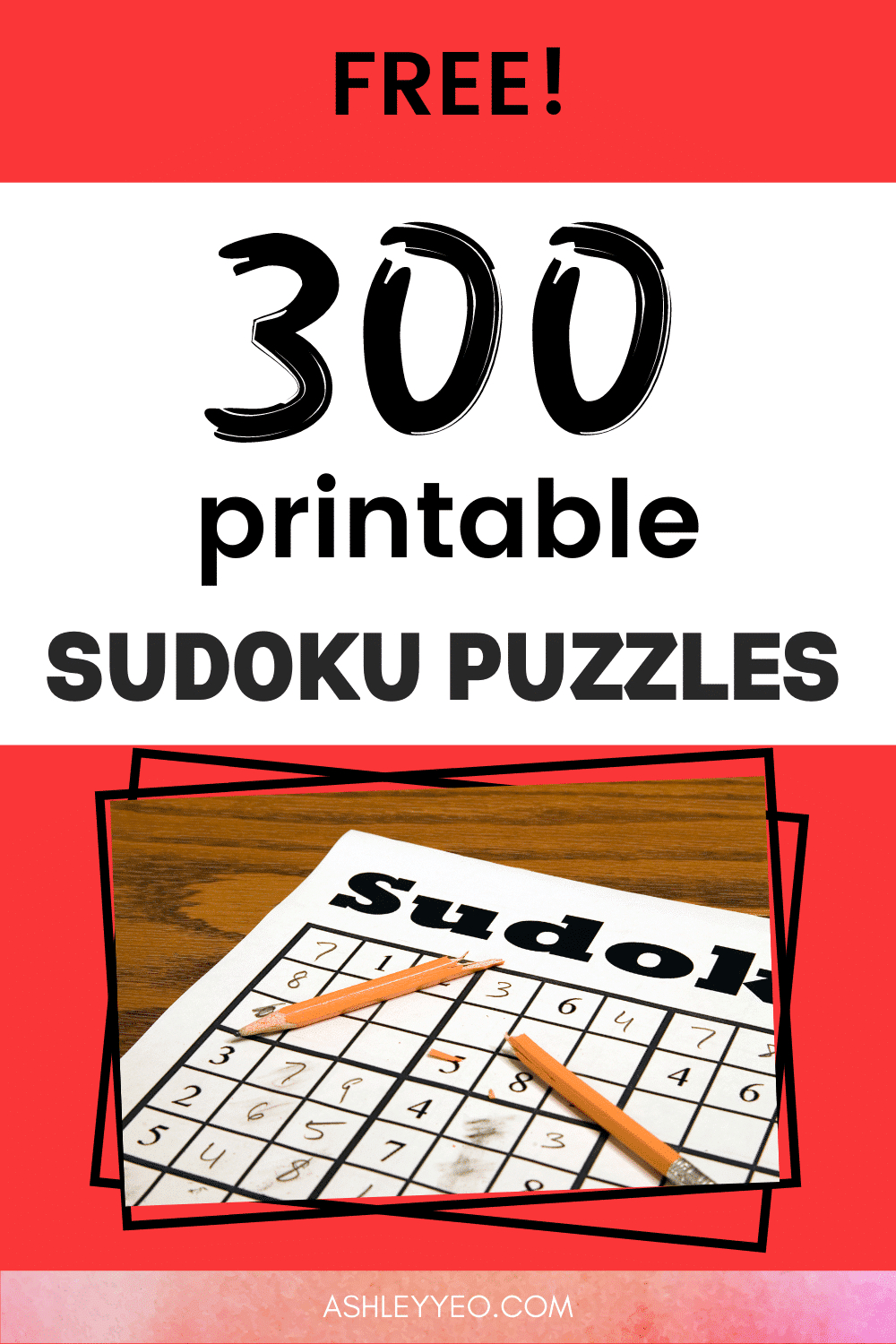300 Free Printable Sudoku Puzzles For Your Family - Ashley Yeo inside Free Printable Sudoku Books