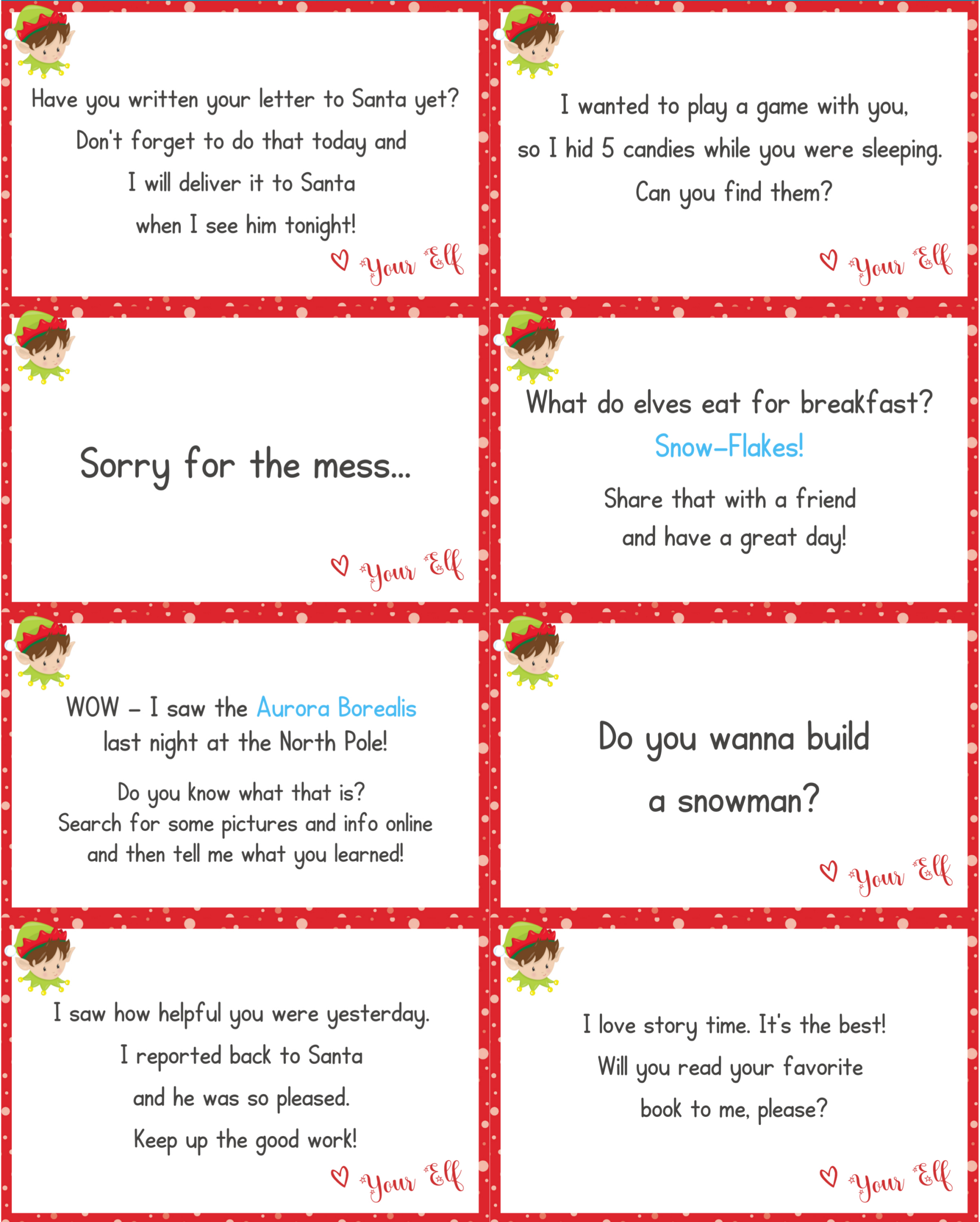 32 Free Elf On The Shelf Printable Notes - Play Party Plan with regard to Free Printable Elf on the Shelf Story
