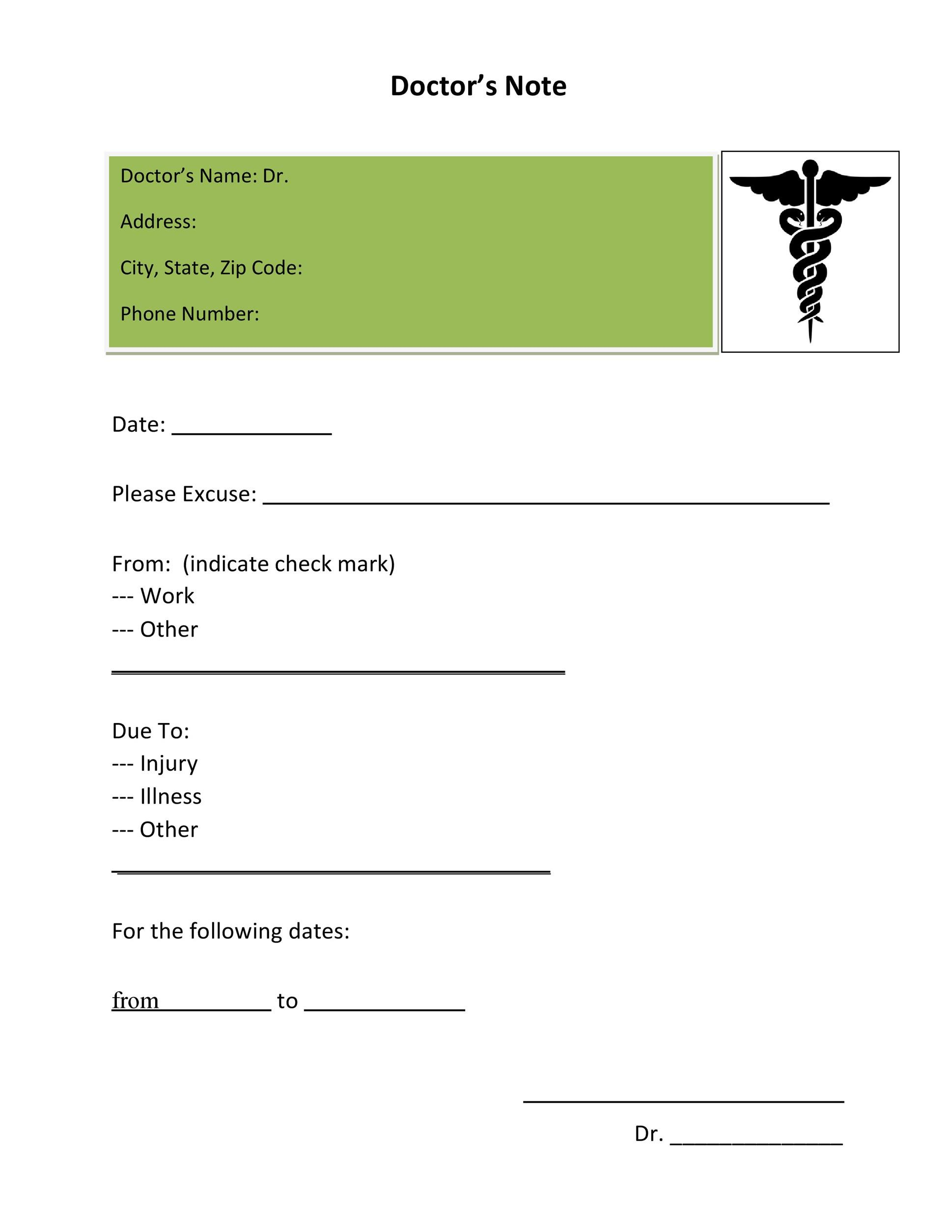 36 Free Doctor Note Templates [For Work Or School] intended for Printable Fake Doctors Notes Free