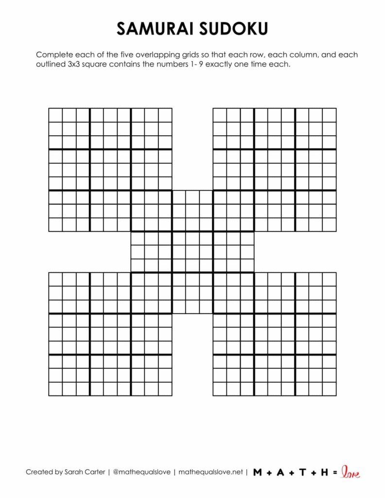 36 Free Samurai Sudoku Printable Puzzles (Pdf) regarding Free Printable Samurai Sudoku