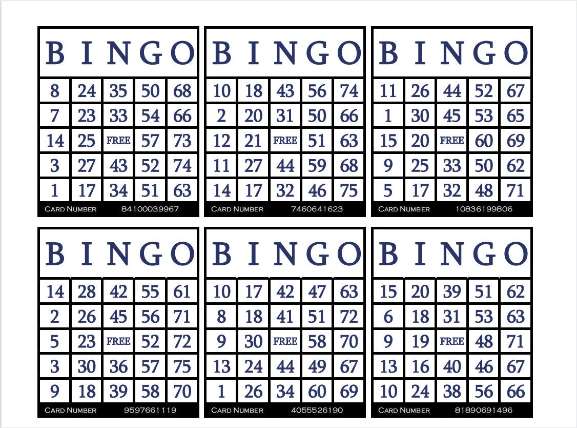 3600 Printable Bingo Cards, 6 Per Page, Large, Activities For within Free Printable Bingo Cards For Large Groups
