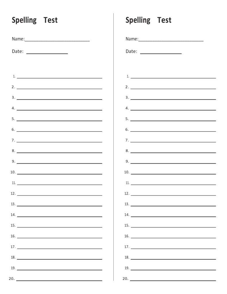 38 Printable Spelling Test Templates [Word & Pdf] ᐅ Templatelab In Free Printable Spelling Worksheets For Adults