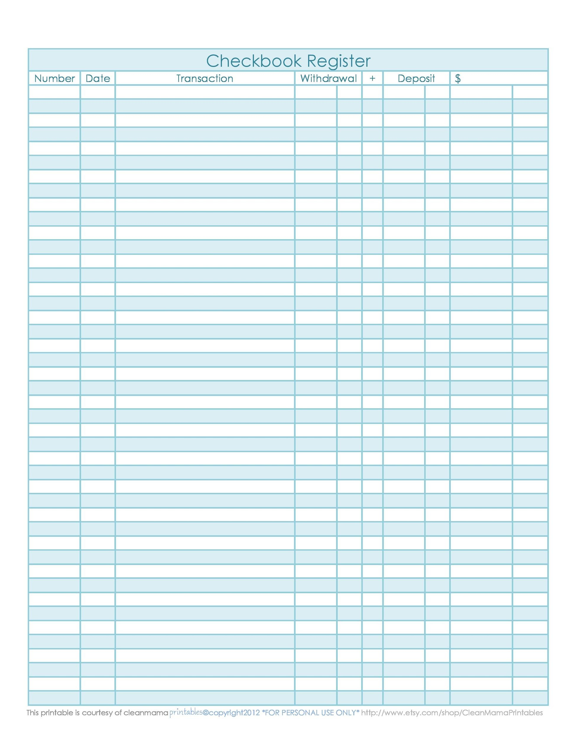 39 Checkbook Register Templates [100% Free, Printable] ᐅ Templatelab inside Free Printable Transaction Register