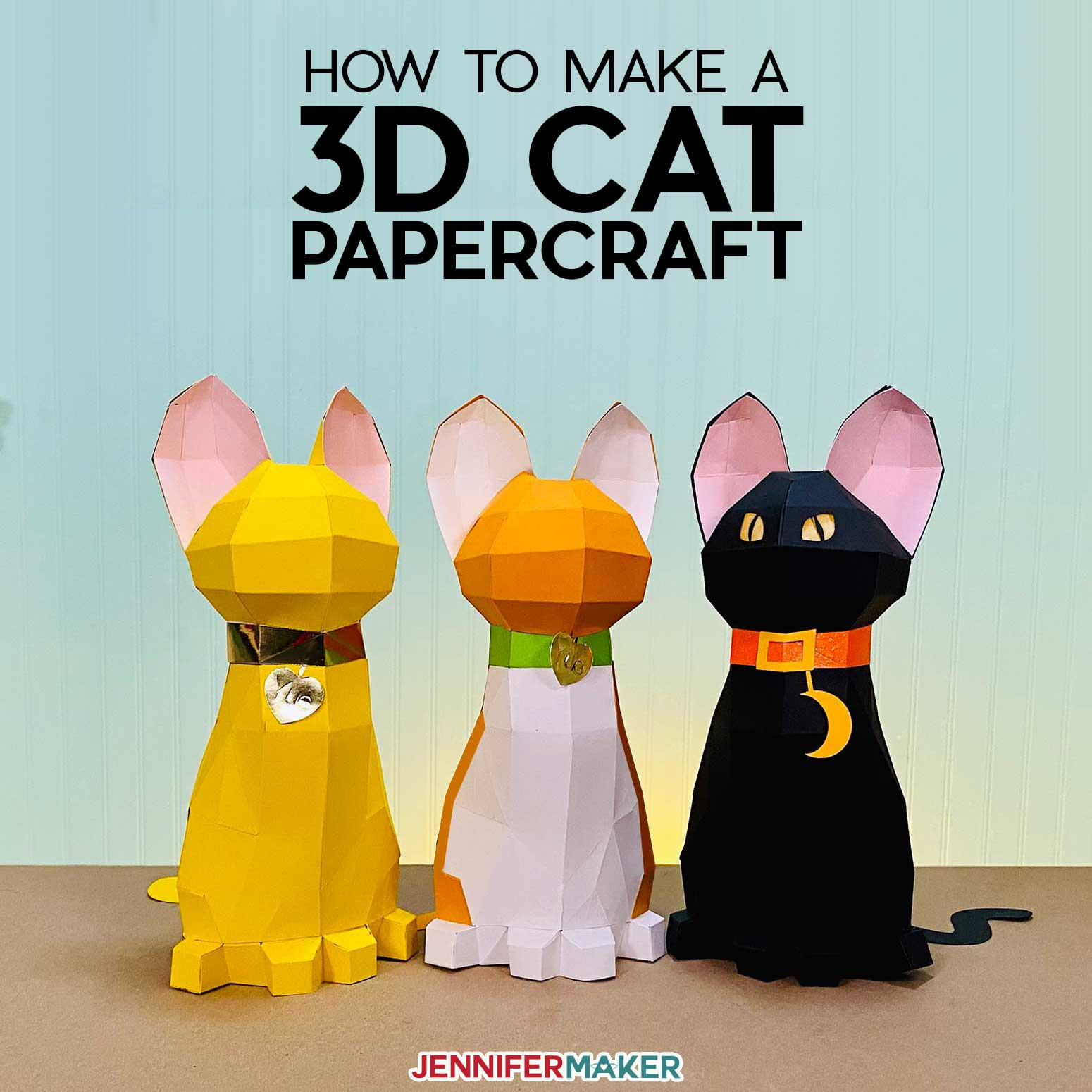 3D Papercraft Cat: Free Animal Papercraft Template &amp;amp; Svg File with Printable Paper Crafts Free