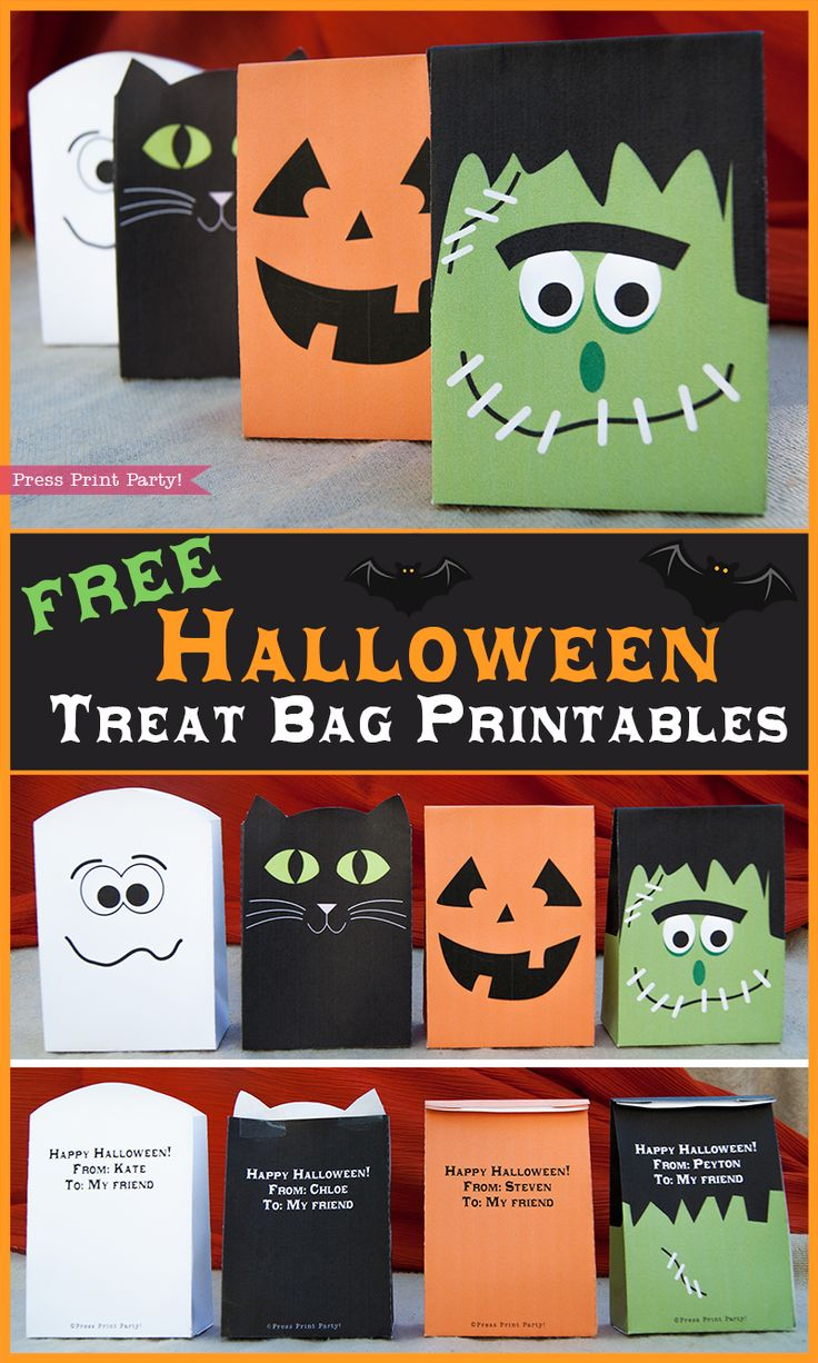 4 Free Halloween Treat Bags Printables -Press Print Party! in Free Printable Trick Or Treat Bags