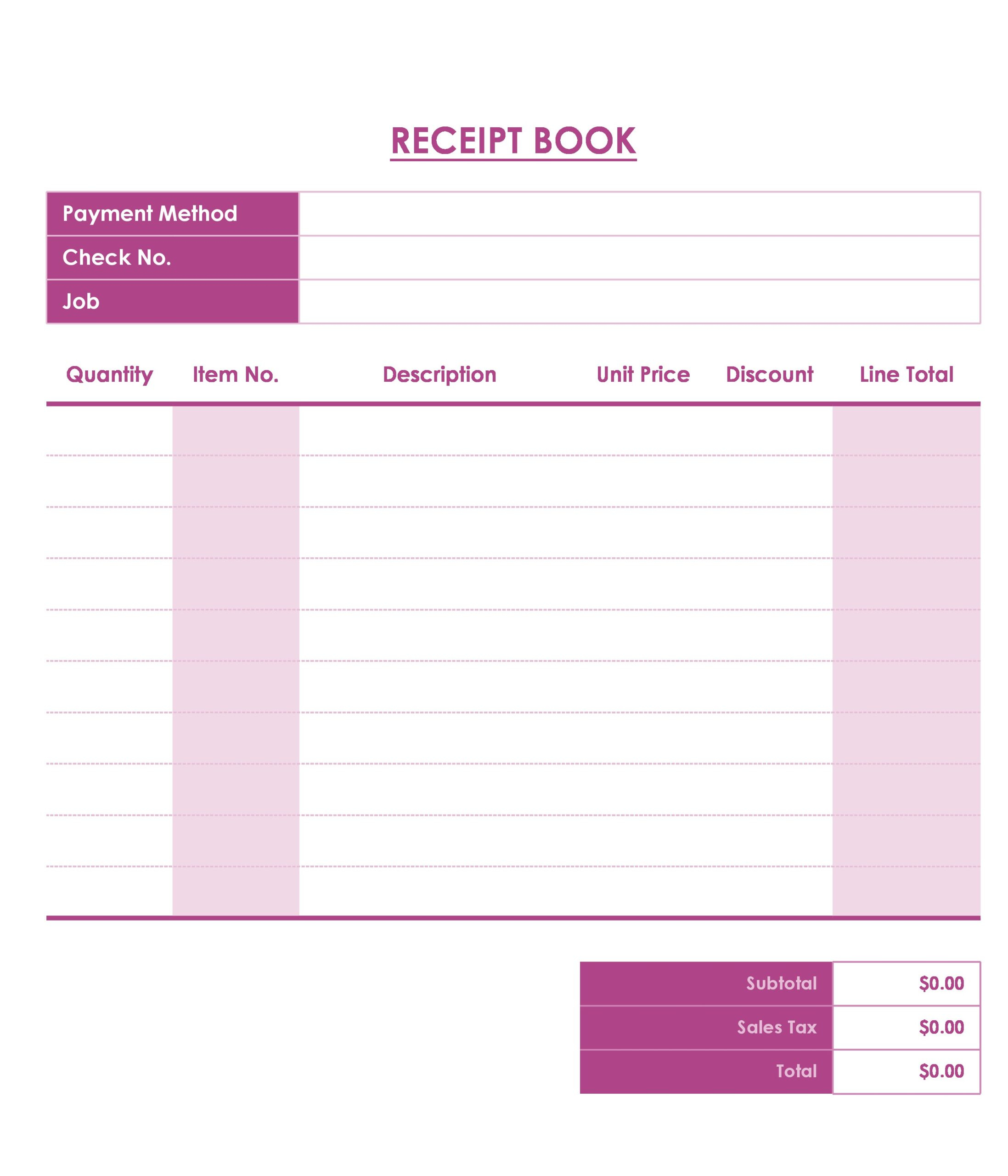40 Free Receipt Book Templates [Word, Excel, Pdf] inside Free Cash Book Template Printable
