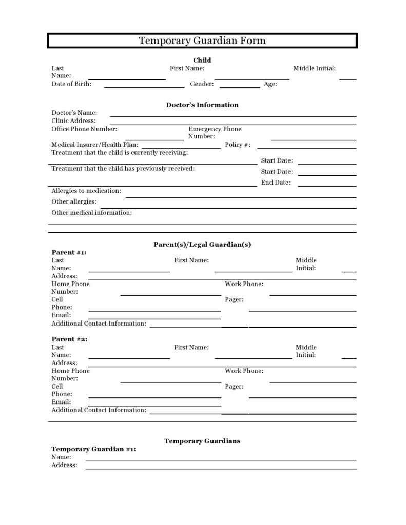 40 Printable Temporary Guardianship Forms [All States] Regarding Free Printable Temporary Guardianship Form