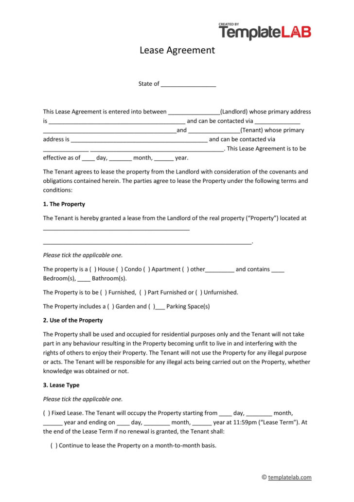 Free Printable Residential Rental Agreement Forms