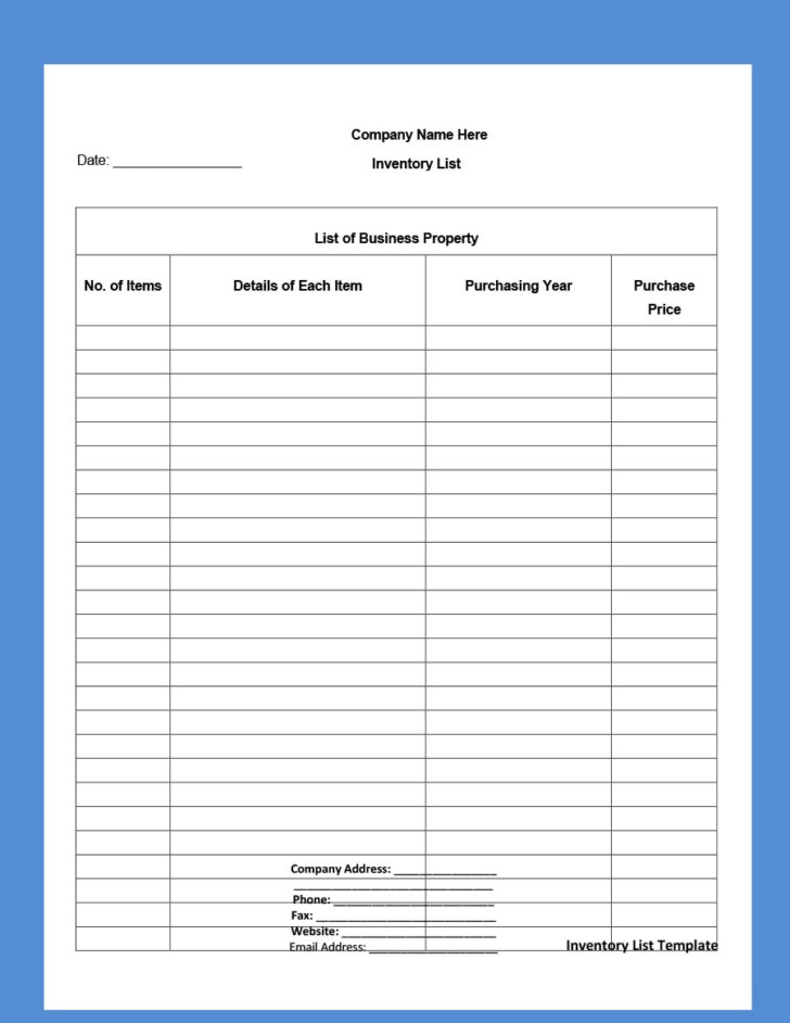 Free Printable Inventory Sheets Free Printable Inventory Sheets