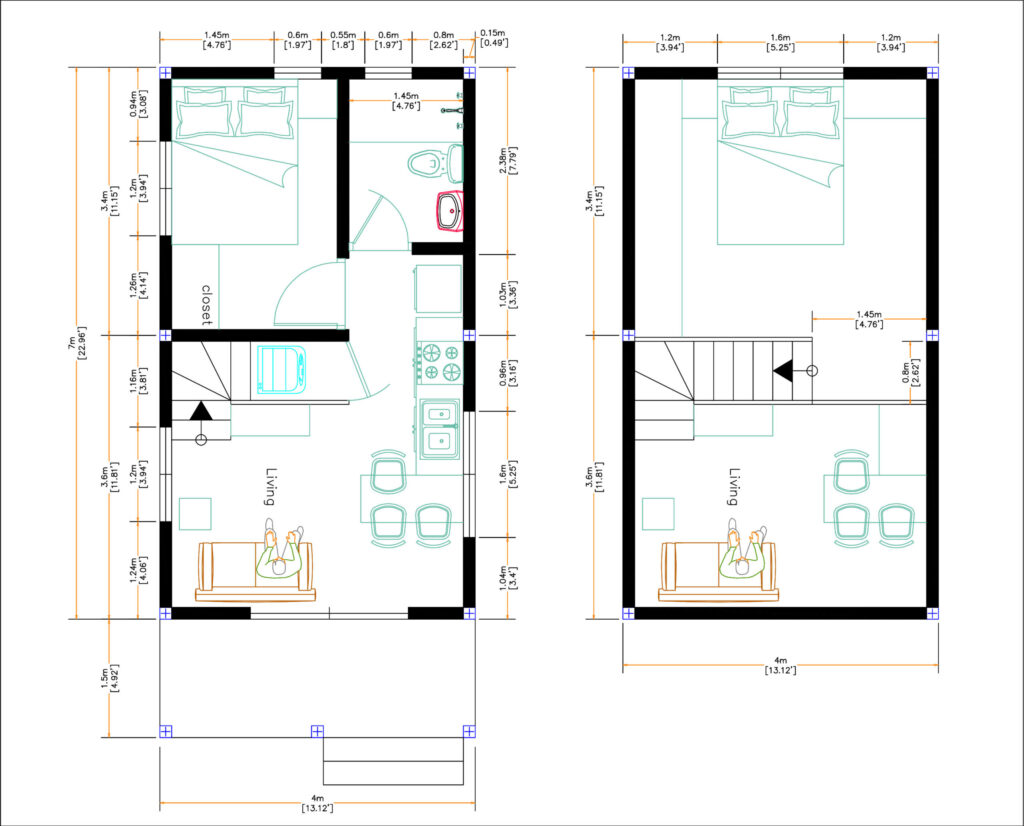 4X7 Classy 2 Beds Loft Type Tiny Free House Plan   Samhouseplans Intended For Free Printable Small House Plans