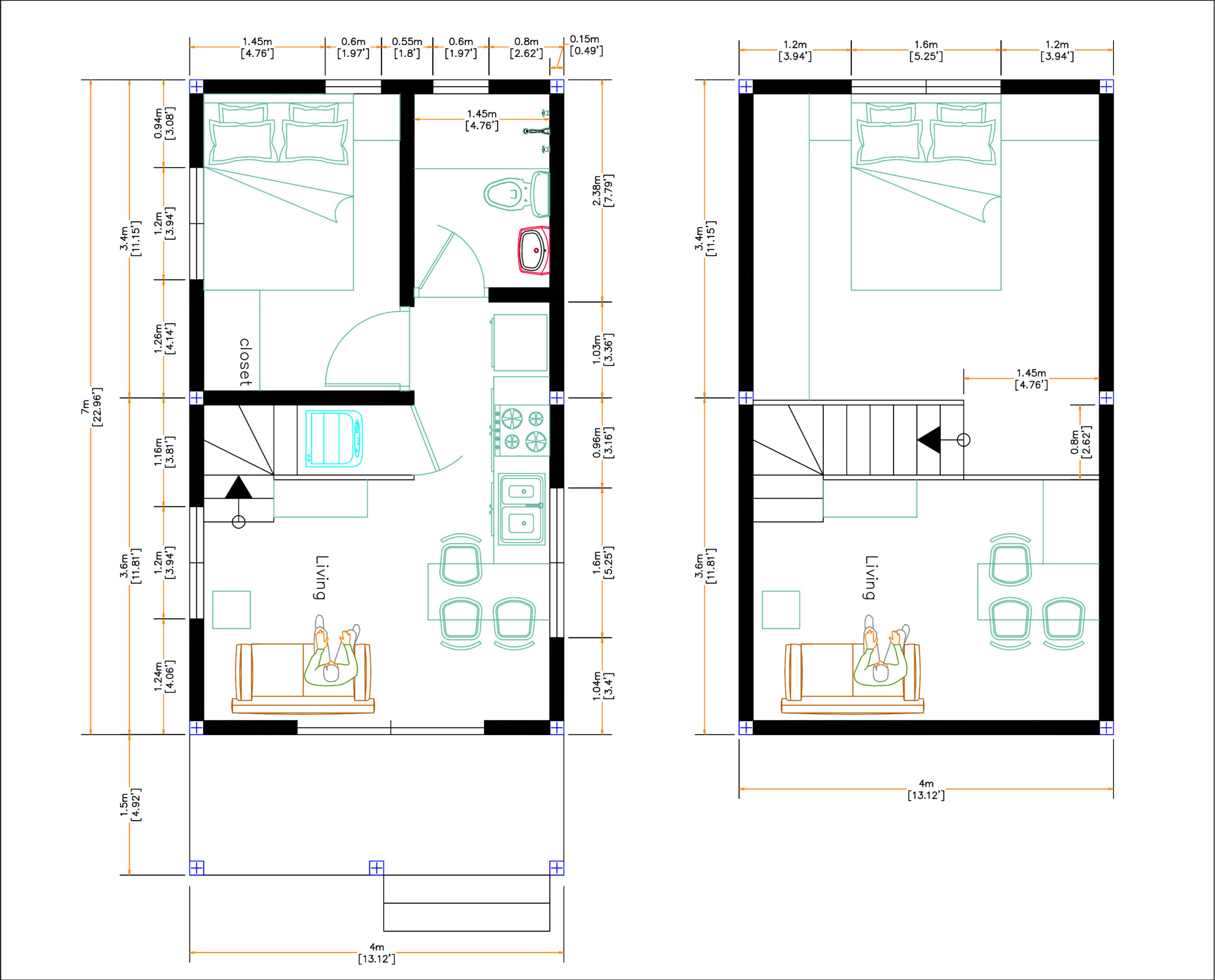 4X7 Classy 2 Beds Loft Type Tiny Free House Plan - Samhouseplans intended for Free Printable Small House Plans