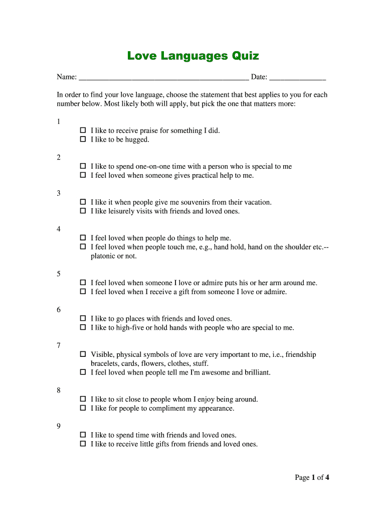 5 Love Languages Test Pdf: Fill Out &amp;amp; Sign Online | Dochub within Free Printable Love Language Quiz