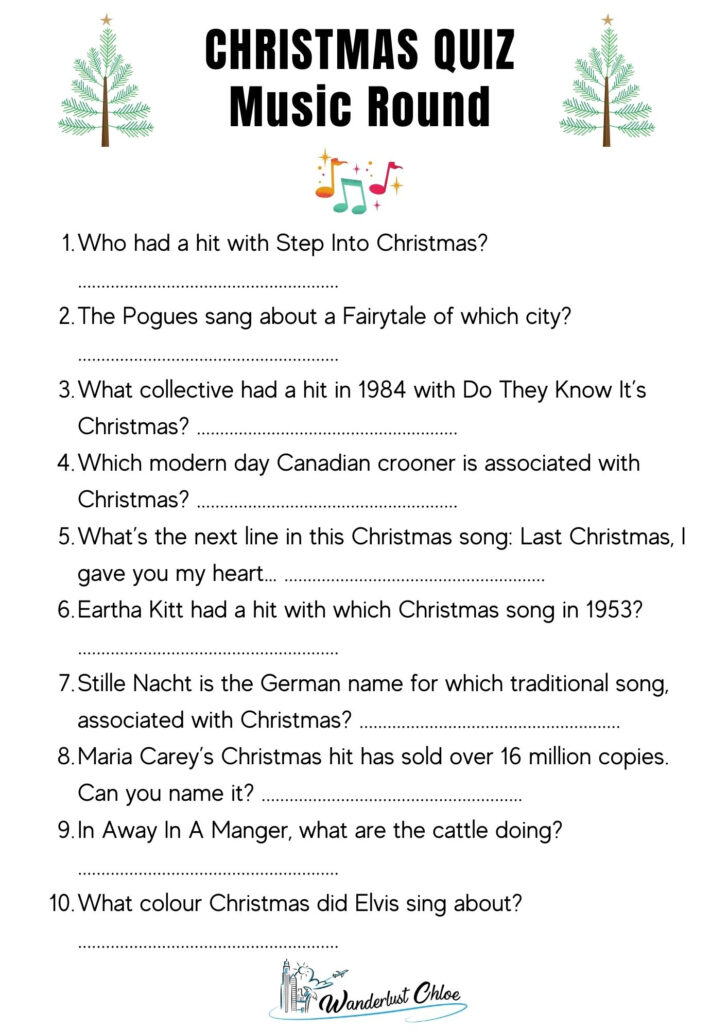 Free Christmas Picture Quiz Questions and Answers Printable