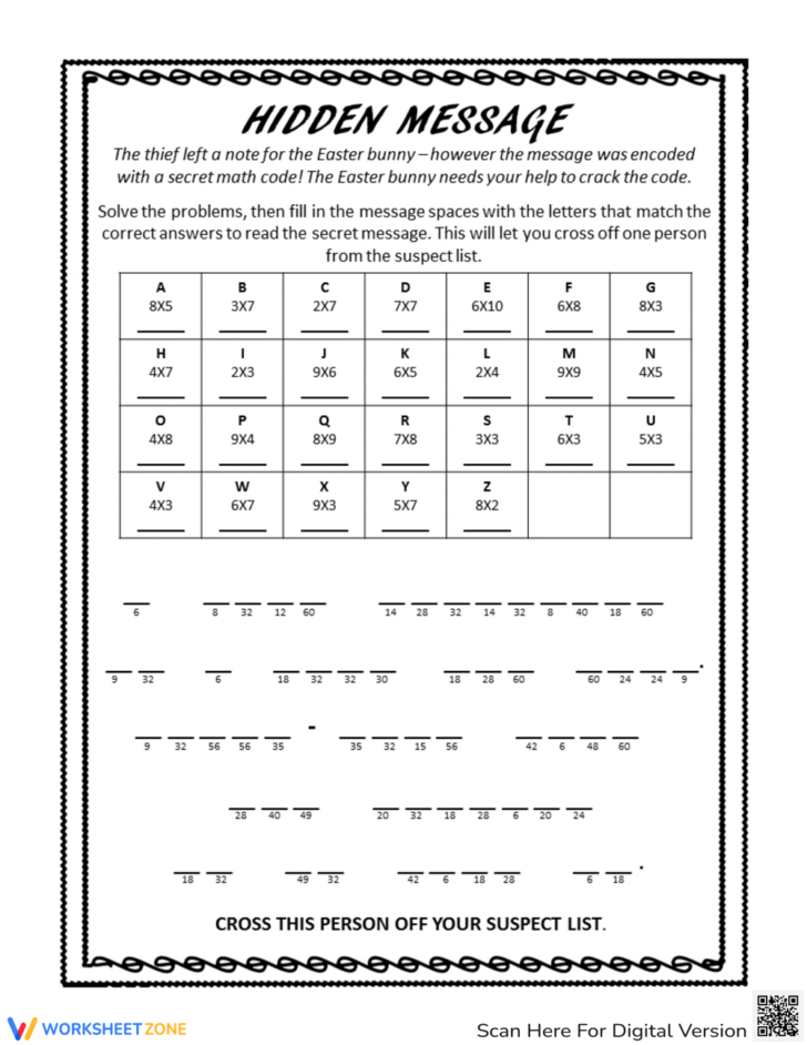 Crack the Code Worksheets Printable Free