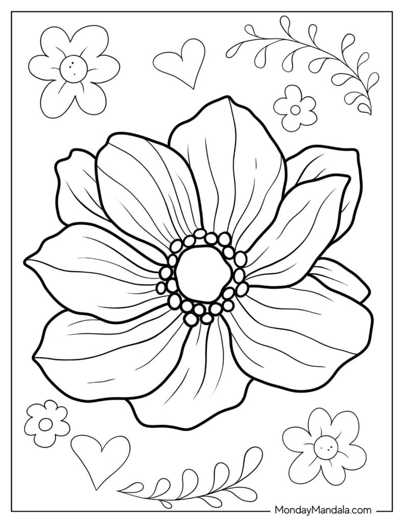 53 Flower Coloring Pages (Free Pdf Printables) Pertaining To Free Printable Flower Coloring Pages 53 Flower Coloring Pages (Free Pdf Printables) Pertaining To Free Printable Flower Coloring Pages