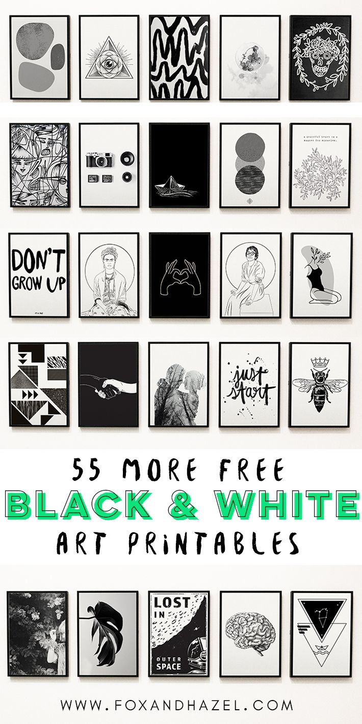 55 More Free Black And White Art Printables | Fox + Hazel with regard to Free Black And White Printable Art