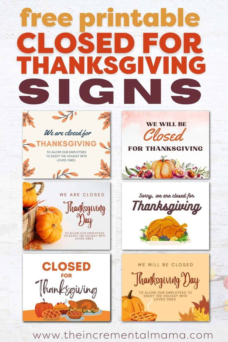 7 Free Printable Closed For Thanksgiving Sign Templates inside Free Printable Closed Thanksgiving Day Signs