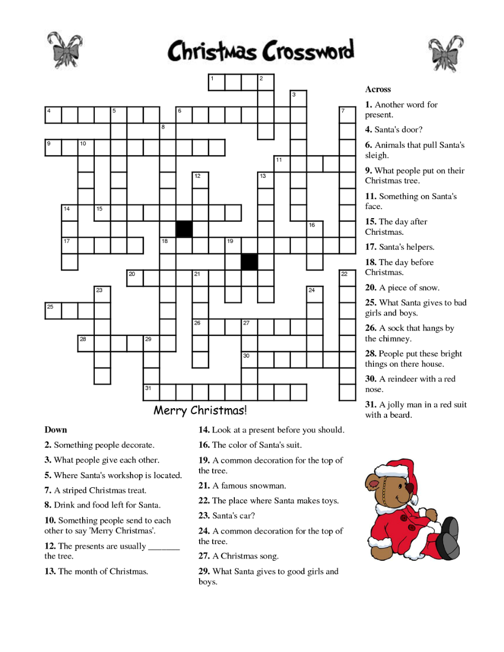 8 Christmas Ideas | Free Christmas Printables, Christmas Fun intended for Free Printable Christmas Crossword Puzzles For Adults
