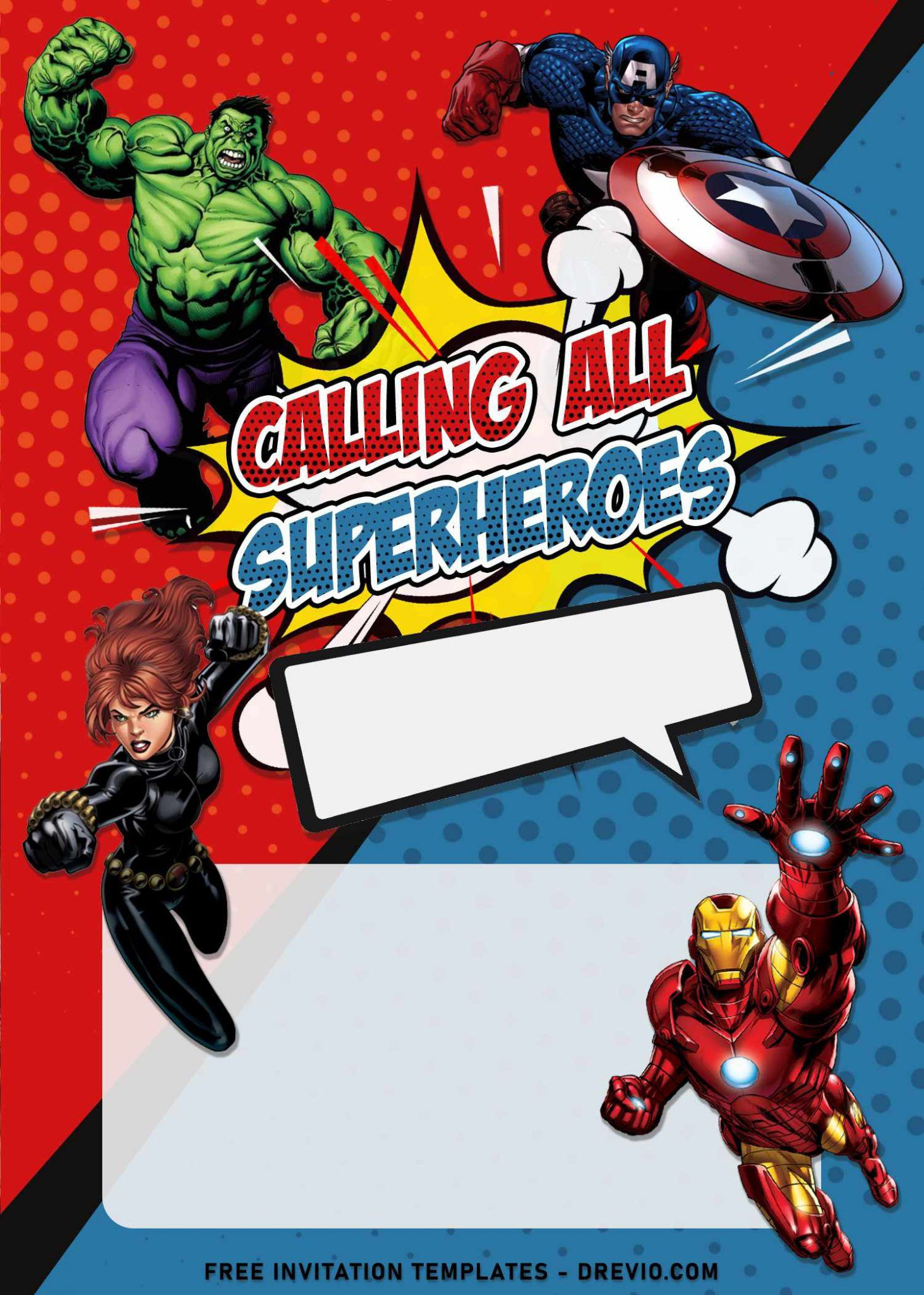 8+ Comic Avengers Superhero Birthday Invitation Templates inside Free Printable Superhero Birthday Invitation Templates