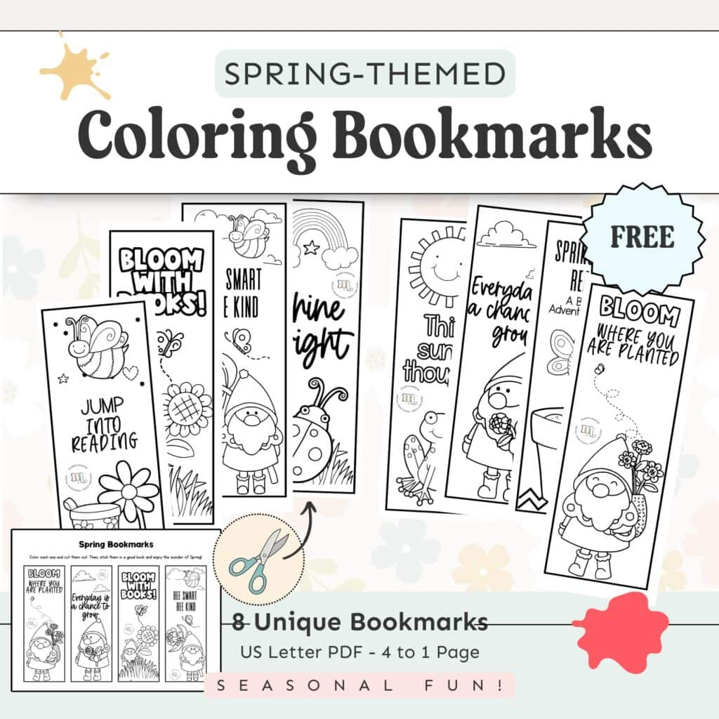8 Free Printable Spring Coloring Bookmarks For Kids for Free Printable Spring Bookmarks