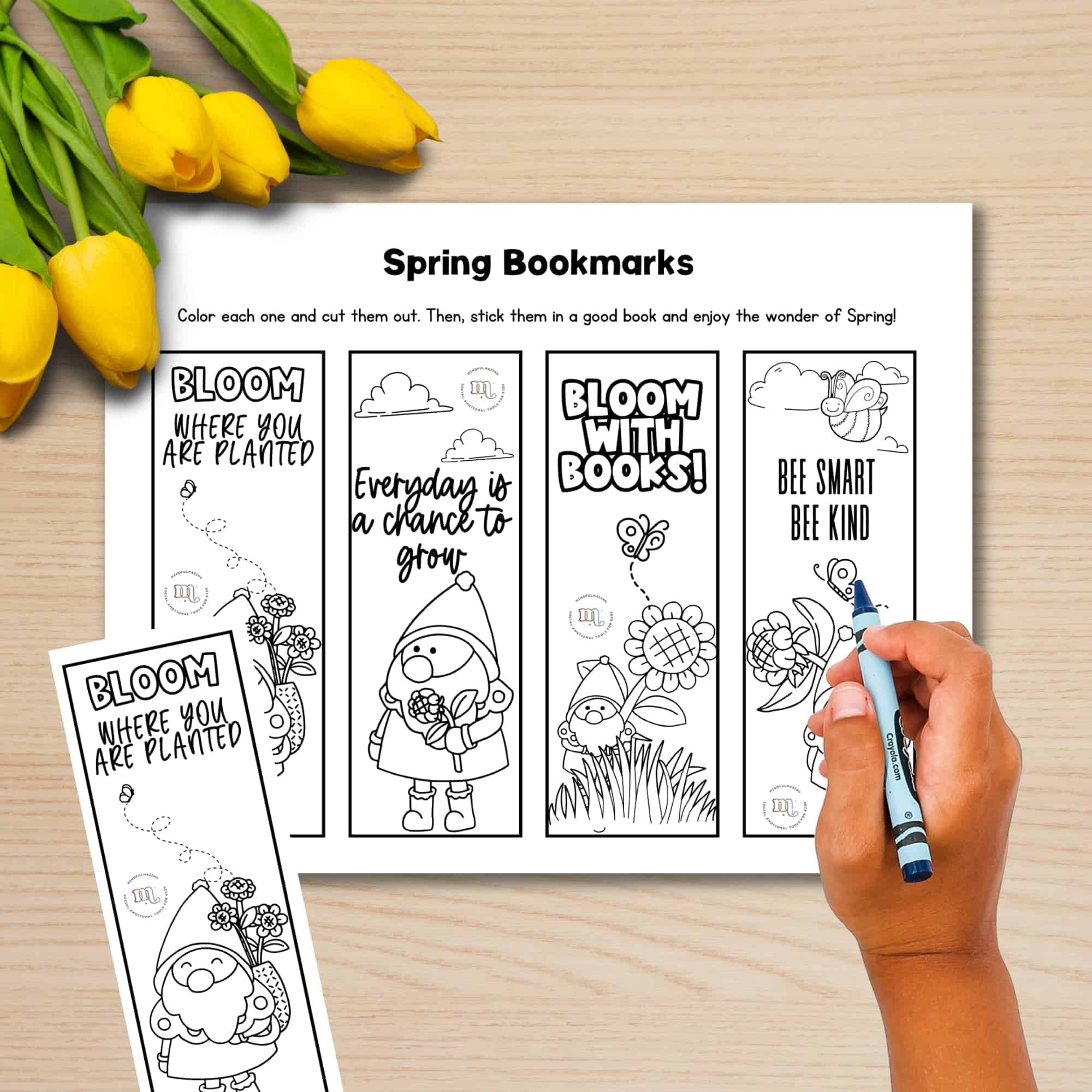8 Free Printable Spring Coloring Bookmarks For Kids with Free Printable Spring Bookmarks