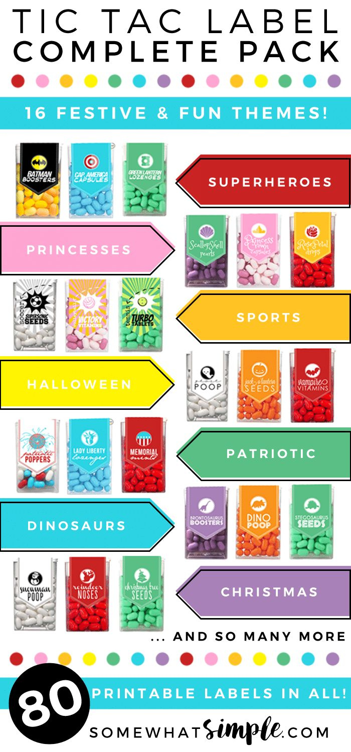 80 Tic Tac Labels - 16 Different Themes! throughout Free Printable Tic Tac Labels