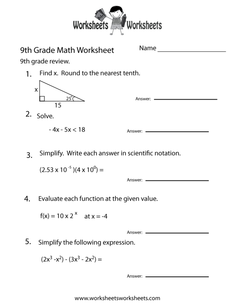9Th Grade Math Review Worksheet | Worksheets Worksheets For Grade 9 Math Worksheets Printable Free With Answers 9Th Grade Math Review Worksheet | Worksheets Worksheets For Grade 9 Math Worksheets Printable Free With Answers