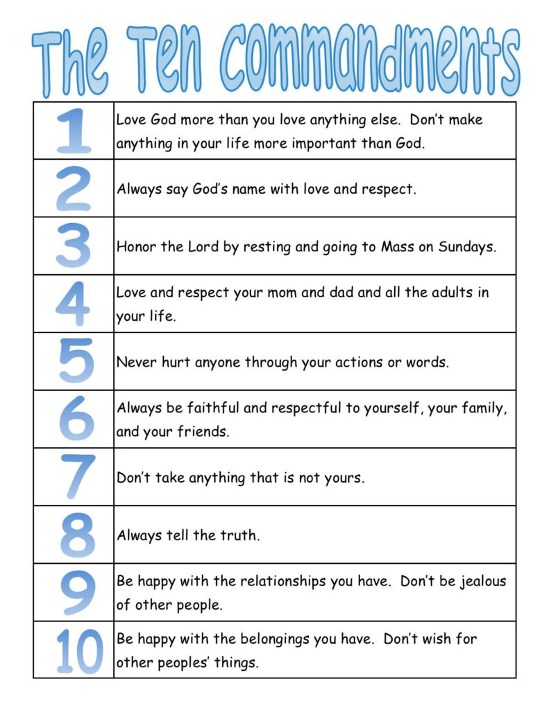 A True Catholic Version Of The Ten Commandments, For Kids Intended For Free Catholic Ten Commandments Printable A True Catholic Version Of The Ten Commandments, For Kids Intended For Free Catholic Ten Commandments Printable