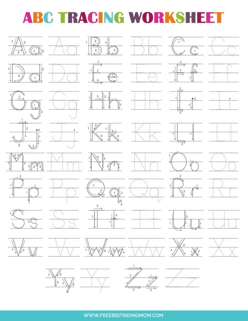 Abc Letters Printable Tracing Worksheets within Free Printable Abc Worksheets